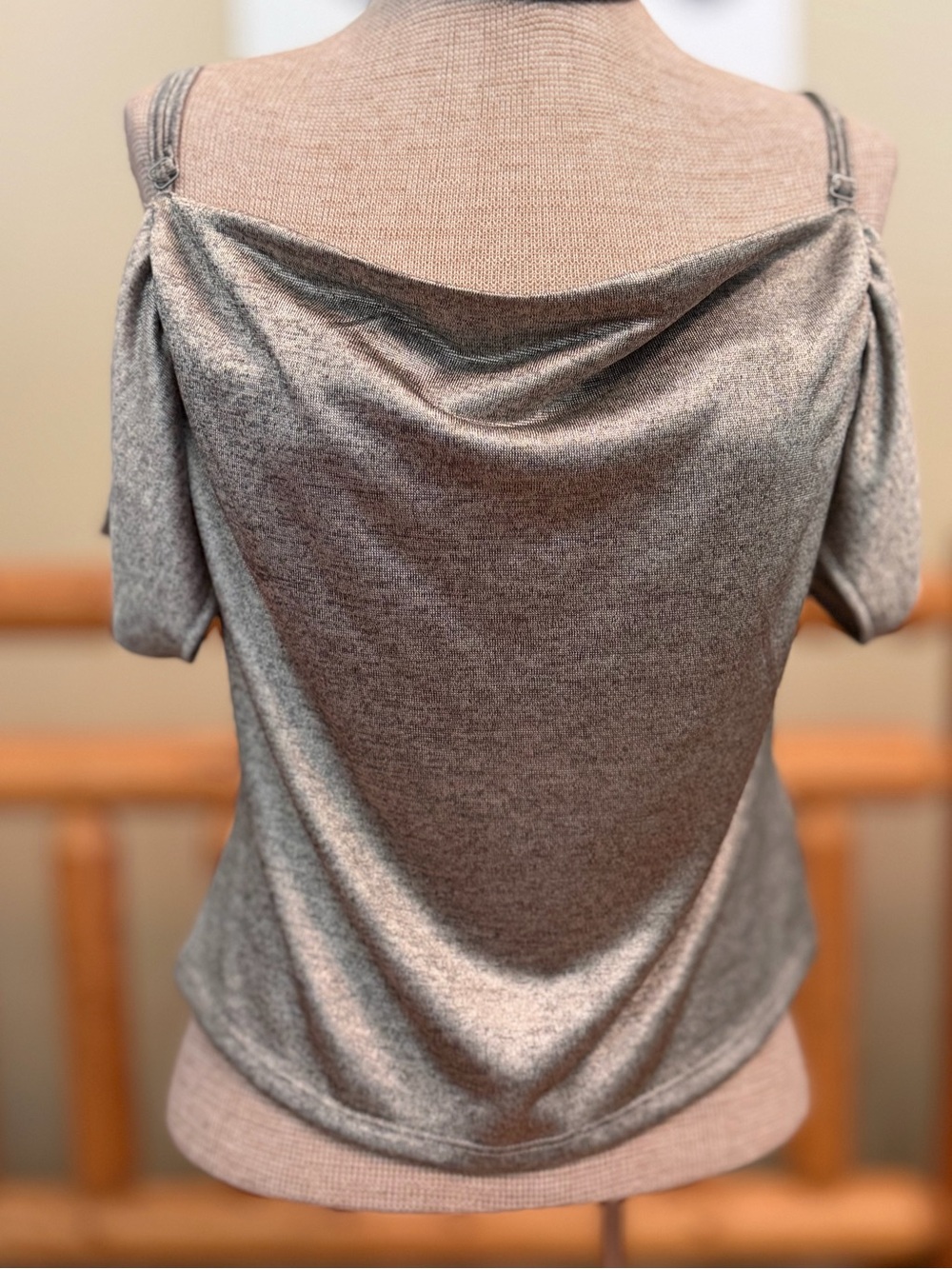 Draped Cold-Shoulder Women’s Top in Heather Gray